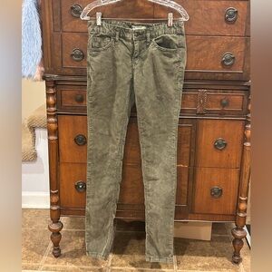 Free People Fine Corduroy Skinny Jeans Washed Army Green Women's 27